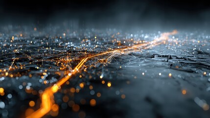 Wall Mural - abstract visualization of smart city infrastructure with light trails