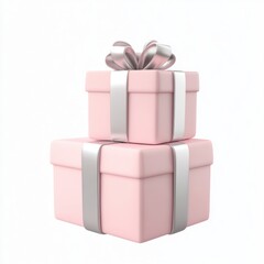 Wall Mural - pink gift boxes silver ribbon silver ribbon.