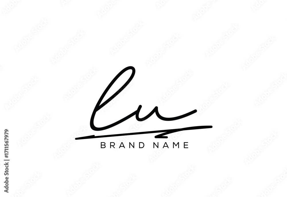 LU letter elegant cursive beauty handwriting logo. Stock Vector | Adobe ...