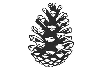 Wall Mural - black and white stylized pinecone illustration on white - stock vector