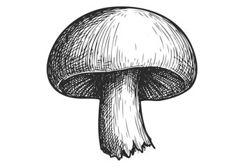Wall Mural - vintage black and white mushroom sketch with detailed texture - stock vector