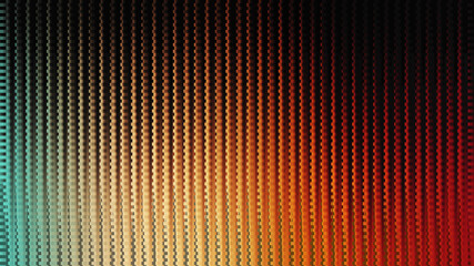 Abstract background with vertical zigzag lines in shades of black, red, orange, and teal creating a textured pattern