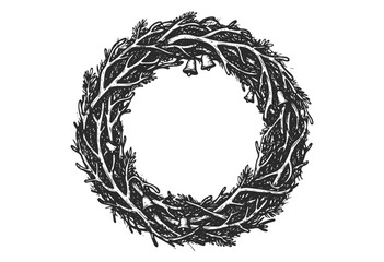Wall Mural - monochrome botanical wreath illustration with bells - stock vector