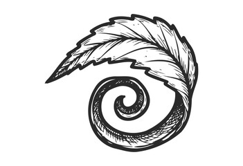 Wall Mural - hand-drawn spiral leaf design with intricate swirl pattern - stock vector