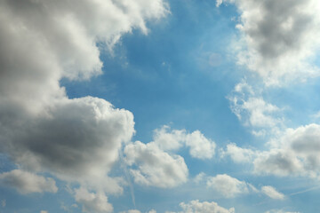 Wall Mural - beautiful view of blue sky with fluffy clouds