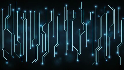 Abstract circuit board design with glowing lines on a dark background, representing modern technology and digital innovation.