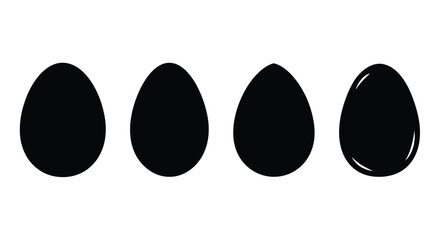 Four black egg shapes in a row isolated on digital art vector
