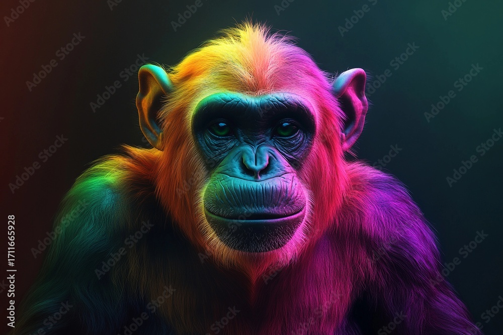 Color-changing monkey expressively displays vibrant hues based on ...