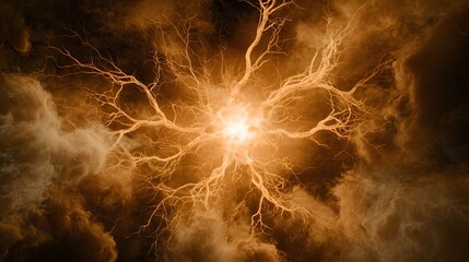 Wall Mural - the image showcases a stylized scene with a central burst of light surrounded by intricate, branch-l