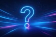 © DailyStock - Neon Blue Question Mark with Streaking Blue and Pink Light Trails on Dark Background symbol