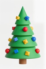 Wall Mural - A Flat design Christmas tree with geometric ornaments, trendy vector, white background