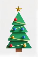 Wall Mural - A Flat design Christmas tree with geometric ornaments, trendy vector, white background