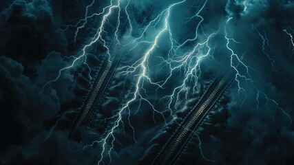 Wall Mural - a dramatic display of lightning in the night sky, ideal for use as a background or atmospheric eleme