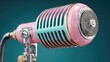 © Garis - Pink and teal vintage microphone