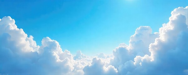 Wall Mural - Vast expanse of azure sky subtly veiled by wispy, ethereal clouds, creating a dreamy, atmospheric scene Perfect for backgrounds, celestial themes, or calming imagery , horizon, azure