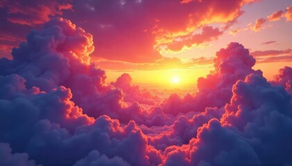Wall Mural - Vast, surreal clouds stretched and distorted across a vibrant sunset sky, creating an ethereal, dreamlike landscape Perfect for fantasy, sci-fi, or abstract art projects , atmosphere, fantasy