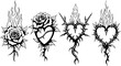 © AmazingVectorNest - Sacred Heart and Tribal Rose Tattoo Set