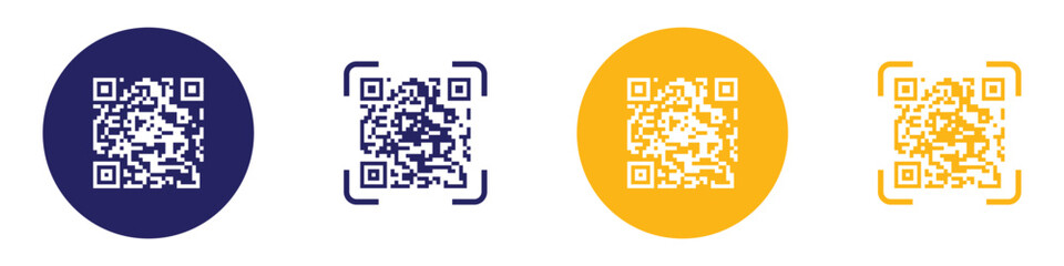 QR code icon. Scanning QR code symbol template for graphic and web design collection. QR code outline for web site design and mobile dark mode apps. QR code logo vector illustration.
