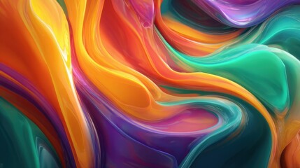 Canvas Print - Colorful Abstract Swirls of Light in Vibrant Organic Flow Design