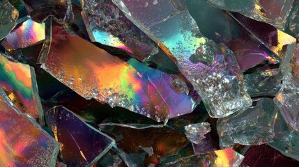 Canvas Print - Colorful Shattered Glass with Iridescent Reflections and Patterns