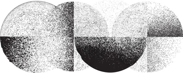 Wall Mural - sprayed black half circles composition .graffiti art design . noise textured semi circles . spray ef