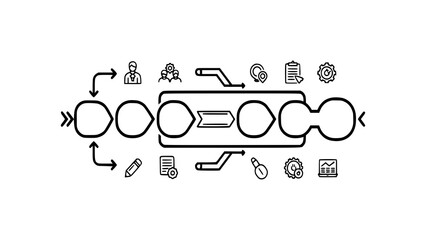 Business process workflow diagram with icons