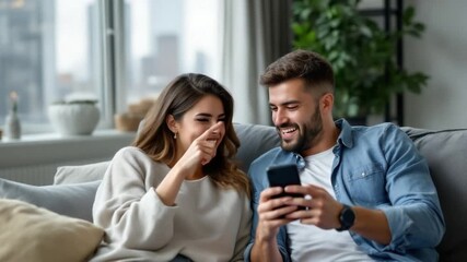 Couple using smartphone
