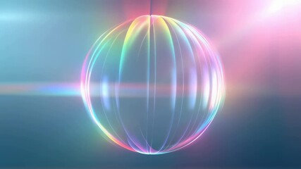 Wall Mural - Abstract animation of a colorful glass ring transforming into a sphere, then returning to a ring on a gradient background footage.