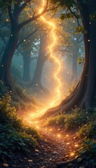 Wall Mural - A shimmering, ethereal scene filled with magical energy and enchanting light effects, perfect for fantasy or mystical themes , night sky, shimmer