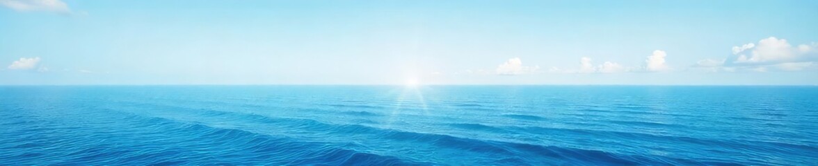 Wall Mural - Vast, calm ocean stretching to the horizon under a clear sky Perfect for travel, serenity, and nature themes Ideal for website banners and desktop backgrounds , seaside, serenity, coastal