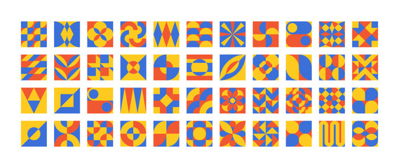 Wall Mural - Set, collection bauhaus retro geometric shapes. Trendy set with shapes. set of black shapes, geometric abstract shapes. Modern design card, invitation, wallpaper, poster