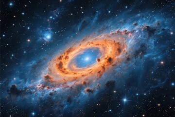 Wall Mural - A stunning spiral galaxy with bright stars and swirling cosmic dust against the black night sky