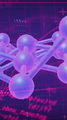 Wall Mural - animation of dna network of connections with data processing and molecules on black background