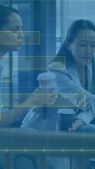 Wall Mural - Animation of financial data processing over diverse business people in office