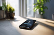 © maria_lh - Smartphone on bright desk with AI visuals, peaceful mood created by greenery and soft light, peaceful tone perfect for lifestyle and tech marketing