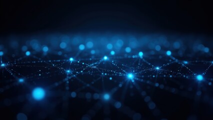 A mesmerizing web of neural connections, each node pulsing with soft neon light as streams of glowing data particles flow between them. The background is a dark gradient. AI visualization concept