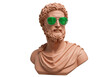© Johnson - Isolated statue bust wears stylish glasses, a quirky and contemporary artwork piece