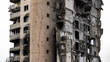 ruined street and destroyed houses the city Kiev war in Ukraine
