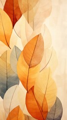 Wall Mural - Autumn leaves abstract pattern plant.