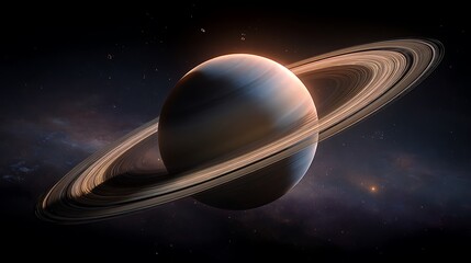 Wall Mural - high resolution image of planet saturn with prominent rings on a cosmic background.
