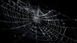 © onion - Against a black background, a spider web dotted with crystal dewdrops presents an exquisite and mysterious microscopic structure in the light and shadow.