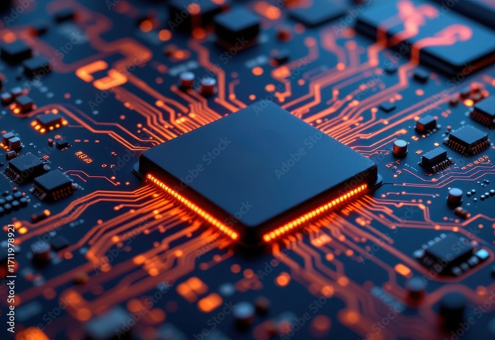 futuristic cinematic visualization of microchip adc transforming sensor ...