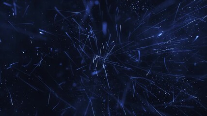Wall Mural - Elegant blue abstract background with glittering shiny particles, shimmering bokeh light and radiating light beams. Magical stardust effect.
