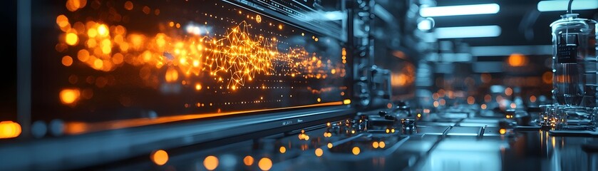 Wall Mural - intricate abstract glowing network visualization with bokeh representing complex data and futuristic