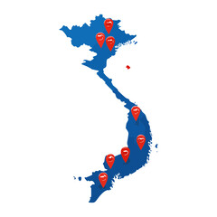 Wall Mural - Simple Blue Vietnam Map
