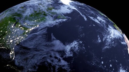 Wall Mural - The earth rotate animation of close-up Euro, American, Asia continent created by 3D modeling.