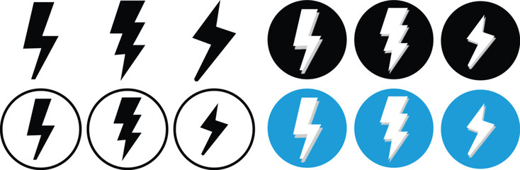 Wall Mural - 
Lightning bolt icon. Electric vector lightning logo. Electric power symbol, thunder bolt flash icon.

