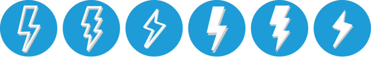 Wall Mural - flash lightning bolt icon. Electric power symbol, thunder bolt flash icon. Power energy icon sign for apps and websites. Lightning bolt icon. Electric vector lightning logo
