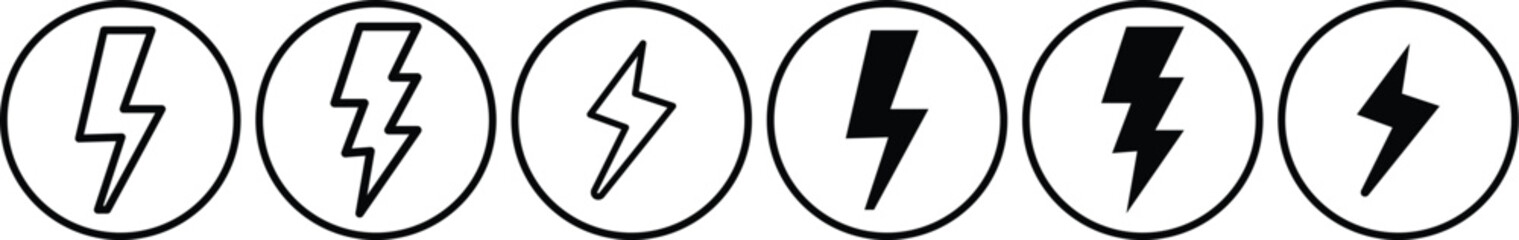 Wall Mural - flash lightning bolt icon. Electric power symbol, thunder bolt flash icon. Power energy icon sign for apps and websites. Lightning bolt icon. Electric vector lightning logo
