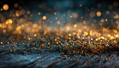 Wall Mural - Background of bokeh light and abstract gold glitter